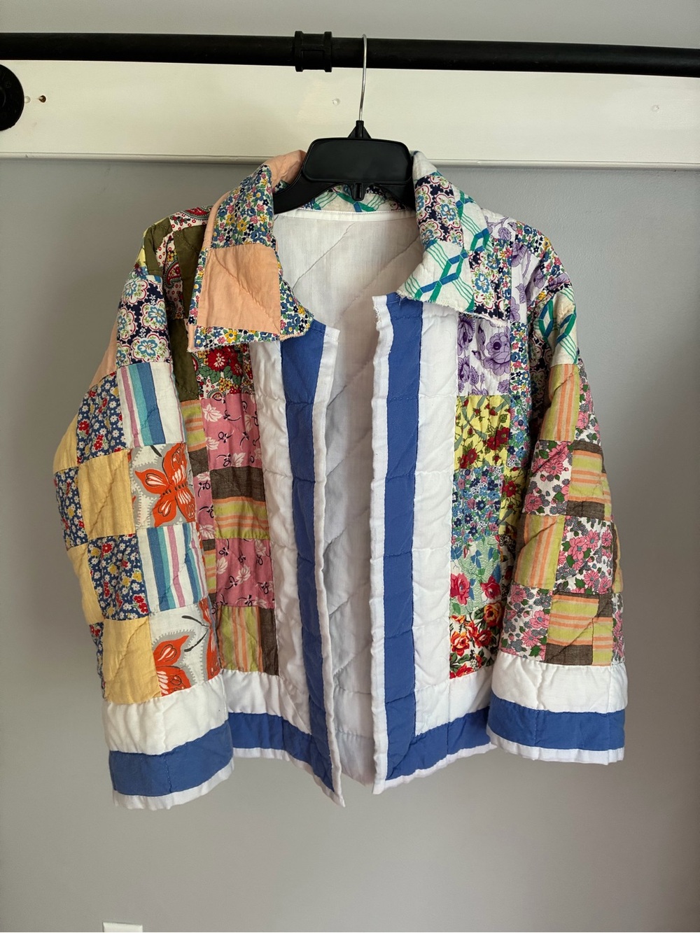 Quilted Patchwork Jacket made with vintage quilt- Multicolor Floral
